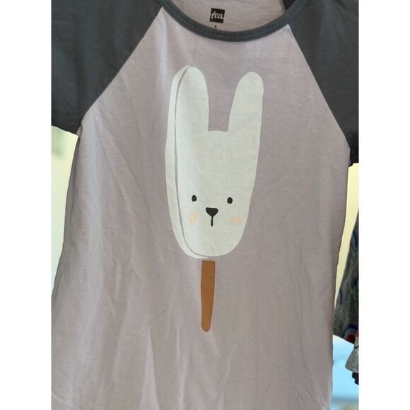 Tea Collection Girl’s 2 Piece Bundle Raglan Bunny Pop & Rainbow Hoodie Size 6 - Picture 2 of 5